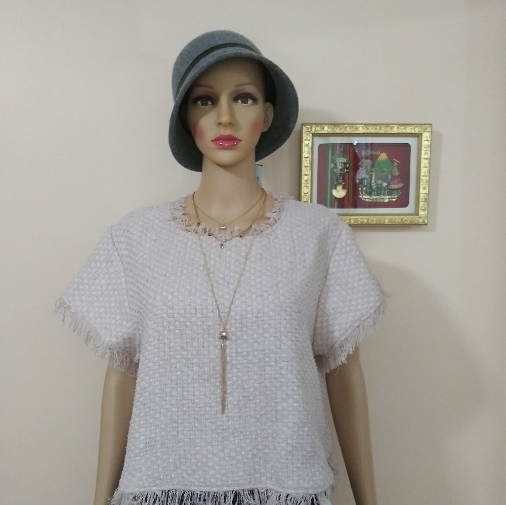 Cupcakes And Cashmere Justeen Raw Edge Blouse Dusty Pink Size S NWT